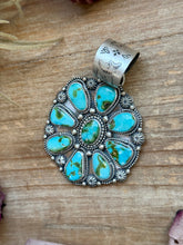 Load image into Gallery viewer, Sterling Silver Sonoran Mountain Turquoise Cluster Pendant – Fits Up to 15mm Beads – Artist Shay Pfeiffer
