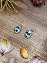 Load image into Gallery viewer, Sterling Silver White Buffalo Dangle Earrings – Handmade by Artist Jason Ogg
