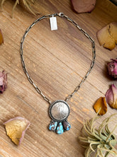 Load image into Gallery viewer, Sterling Silver Liberty Coin Necklace with Golden Hill Turquoise – 16” – 1945 Coin
